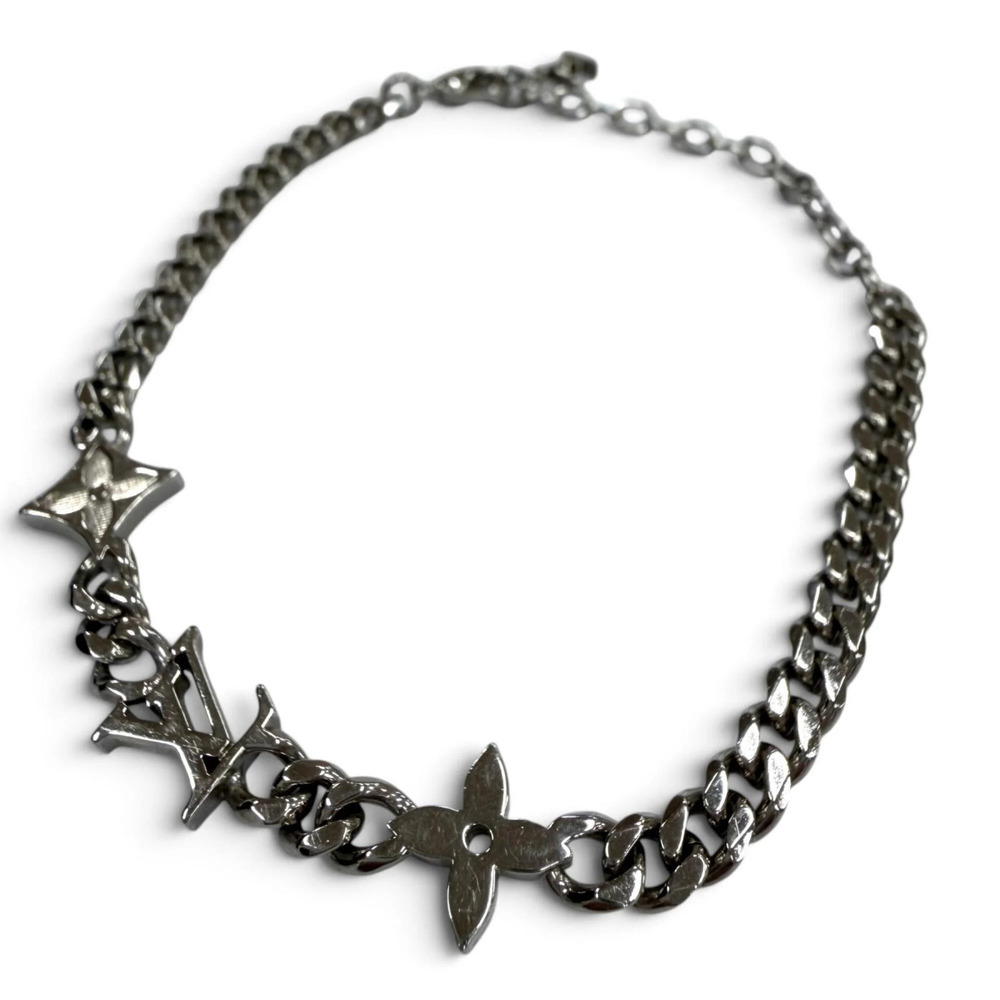 LOUIS VUITTON Silver Monogram Charm Bracelet